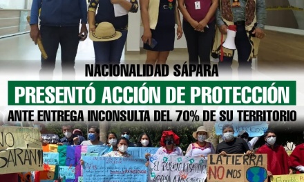 Nacionalidad Sápara presentó Acción de Protección ante entrega inconsulta del 70% de su territorio