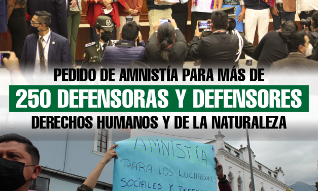 Pedido de amnistía para más de 250 defensoras y defensores derechos humanos y de la naturaleza