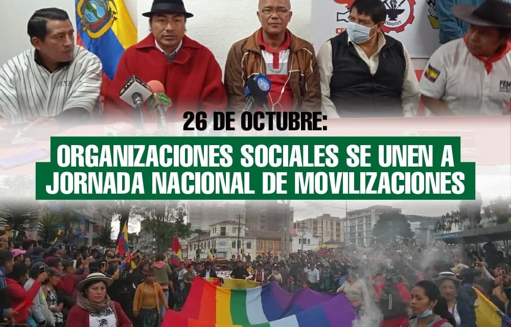 26 de octubre: Organizaciones sociales se unen a jornada nacional de movilizaciones