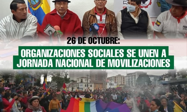 26 de octubre: Organizaciones sociales se unen a jornada nacional de movilizaciones