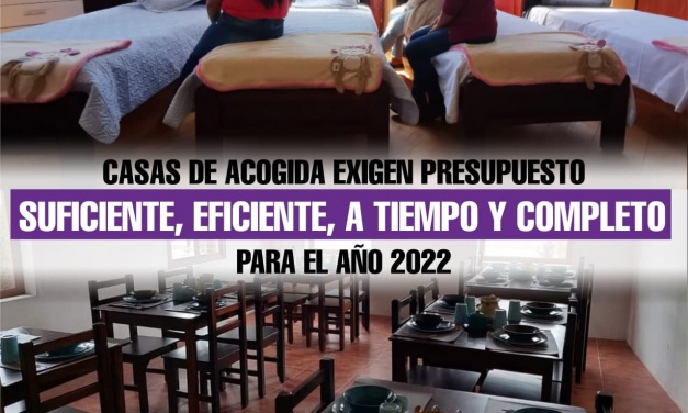 Casas de Acogida exigen presupuesto suficiente, eficiente, a tiempo y completo para 2022