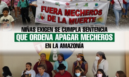 Niñas exigen se cumpla sentencia que ordena apagar mecheros en la Amazonía